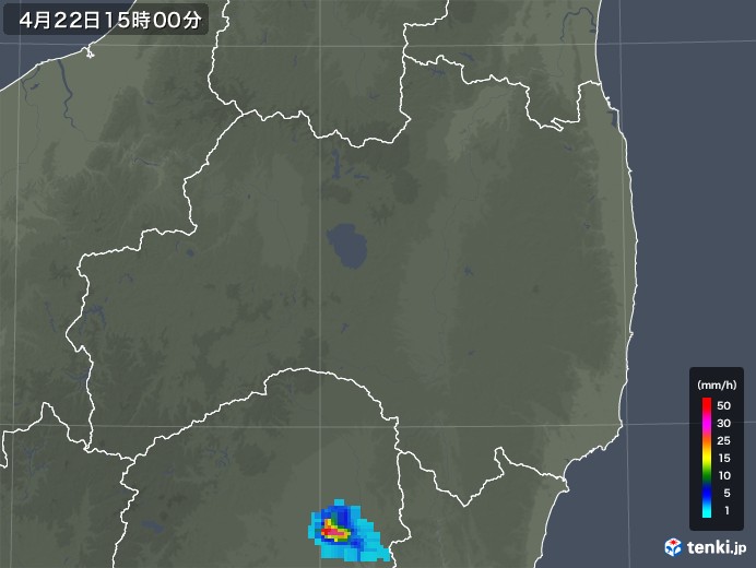 福島県の雨雲レーダー(2019年04月22日)