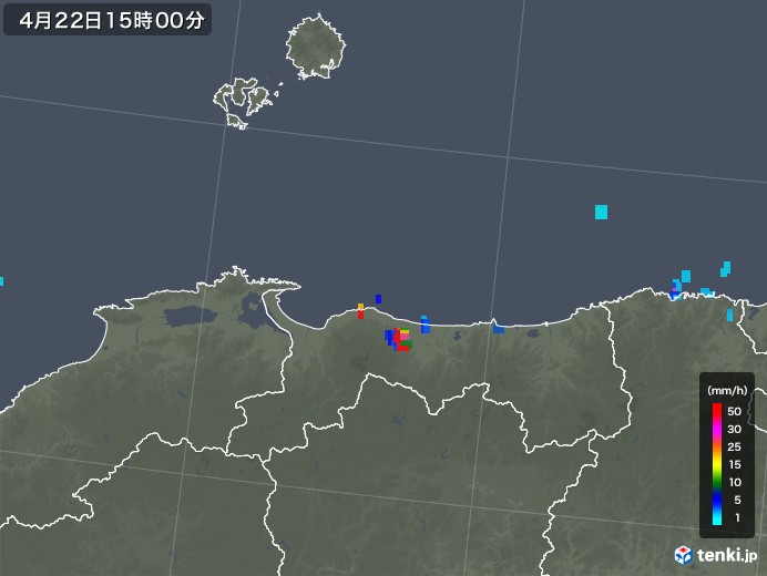 鳥取県の雨雲レーダー(2019年04月22日)