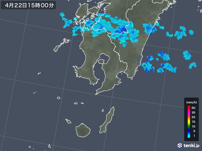 鹿児島県の雨雲レーダー(2019年04月22日)