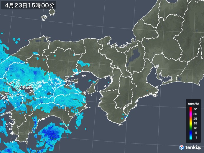 近畿地方の雨雲レーダー(2019年04月23日)