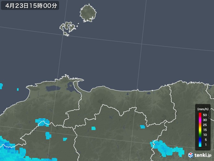 鳥取県の雨雲レーダー(2019年04月23日)