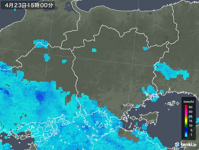 岡山県の雨雲レーダー(2019年04月23日)