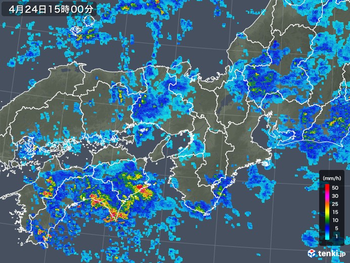近畿地方の雨雲レーダー(2019年04月24日)