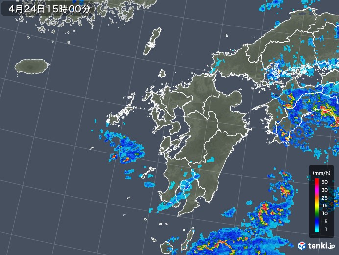 九州地方の雨雲レーダー(2019年04月24日)