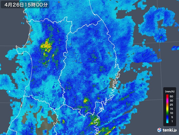 岩手県の雨雲レーダー(2019年04月26日)