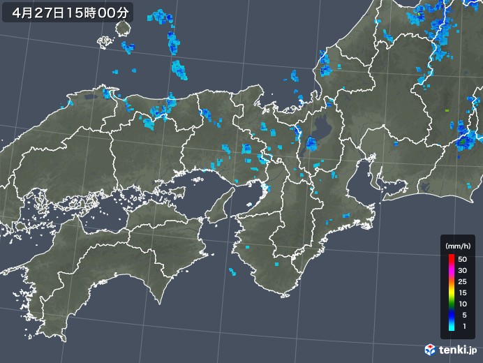 近畿地方の雨雲レーダー(2019年04月27日)