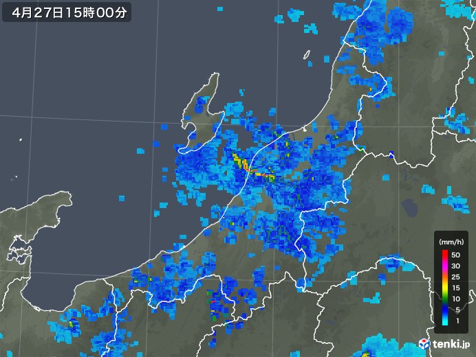 新潟県の雨雲レーダー(2019年04月27日)