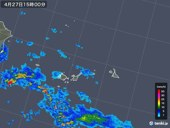 宮古・石垣・与那国(沖縄県)の雨雲レーダー(2019年04月27日)