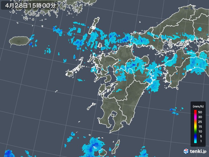 九州地方の雨雲レーダー(2019年04月28日)