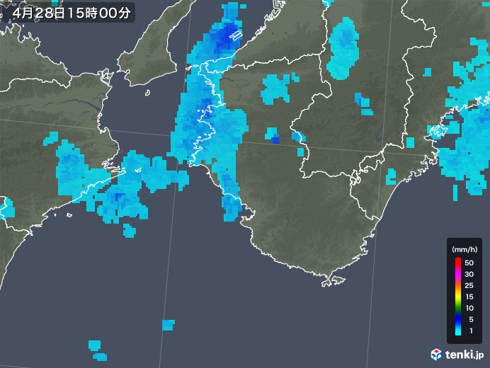 和歌山県の雨雲レーダー(2019年04月28日)