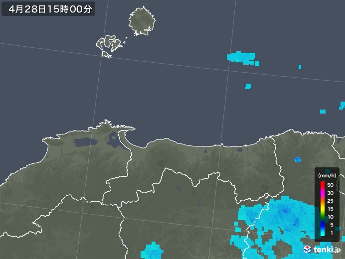 鳥取県の雨雲レーダー(2019年04月28日)