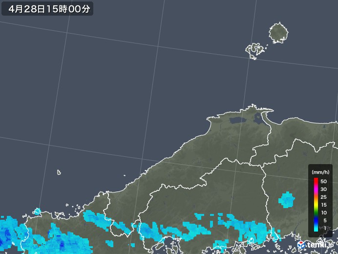 島根県の雨雲レーダー(2019年04月28日)