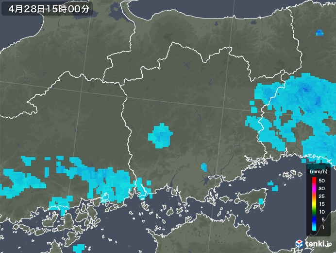 岡山県の雨雲レーダー(2019年04月28日)