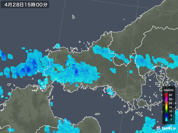 山口県の雨雲レーダー(2019年04月28日)