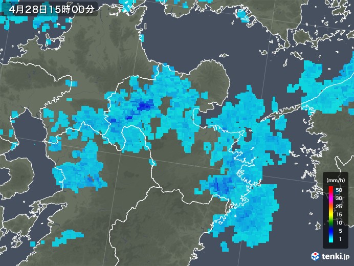 大分県の雨雲レーダー(2019年04月28日)