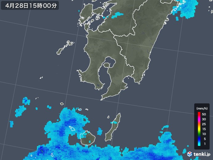 鹿児島県の雨雲レーダー(2019年04月28日)