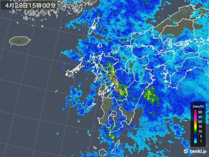 九州地方の雨雲レーダー(2019年04月29日)