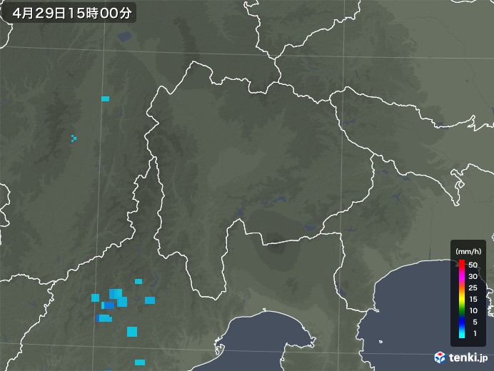 山梨県の雨雲レーダー(2019年04月29日)