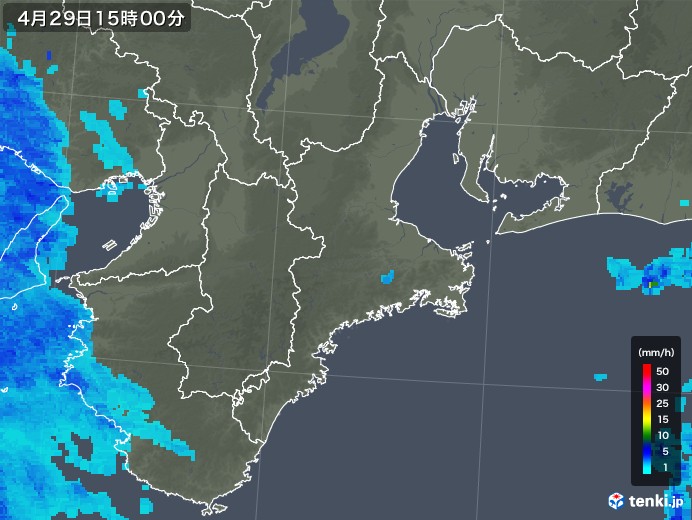 三重県の雨雲レーダー(2019年04月29日)