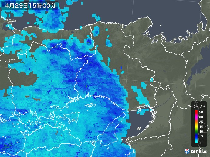 兵庫県の雨雲レーダー(2019年04月29日)