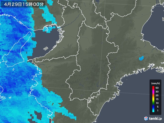 奈良県の雨雲レーダー(2019年04月29日)