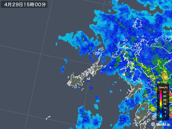 五島列島(長崎県)の雨雲レーダー(2019年04月29日)