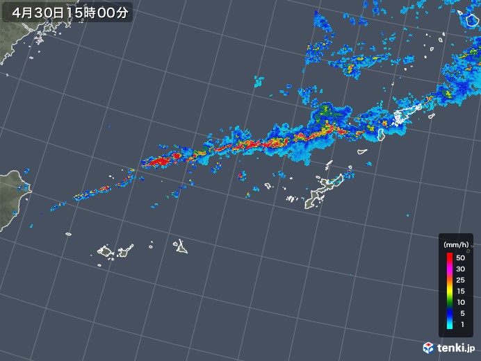 沖縄地方の雨雲レーダー(2019年04月30日)