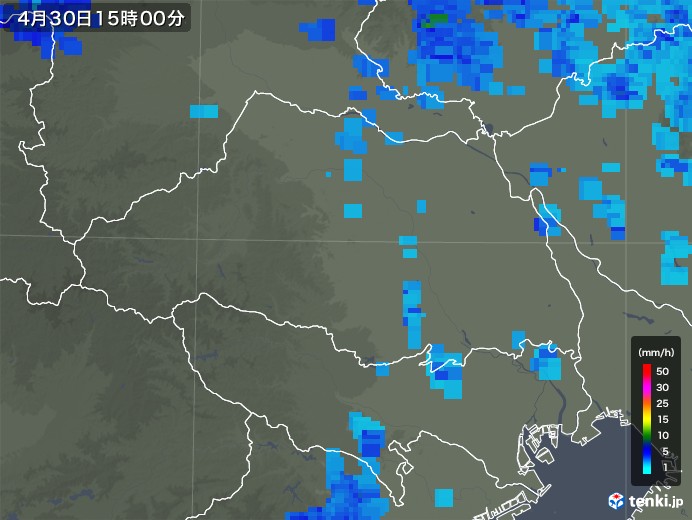 埼玉県の雨雲レーダー(2019年04月30日)