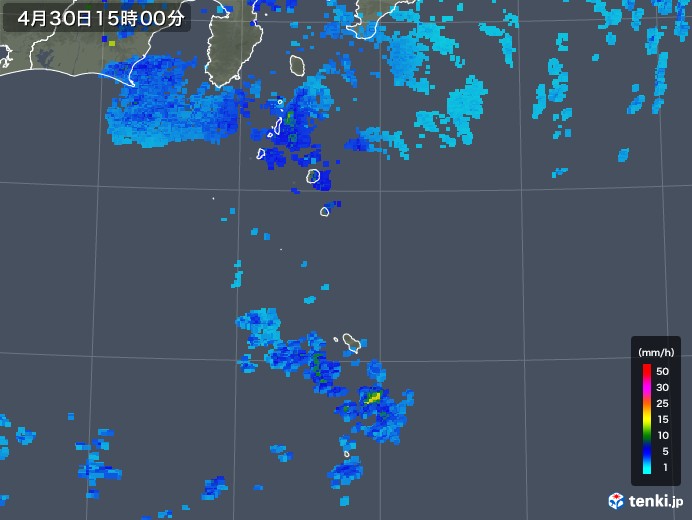 伊豆諸島(東京都)の雨雲レーダー(2019年04月30日)