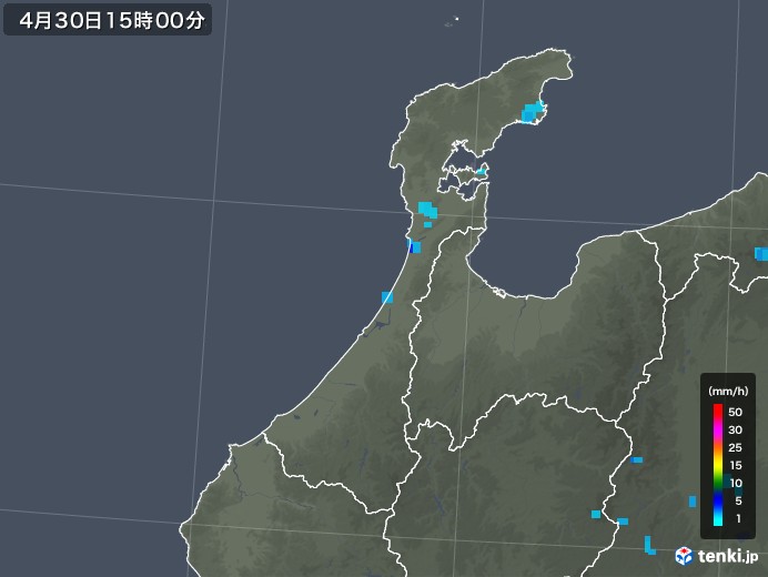 石川県の雨雲レーダー(2019年04月30日)