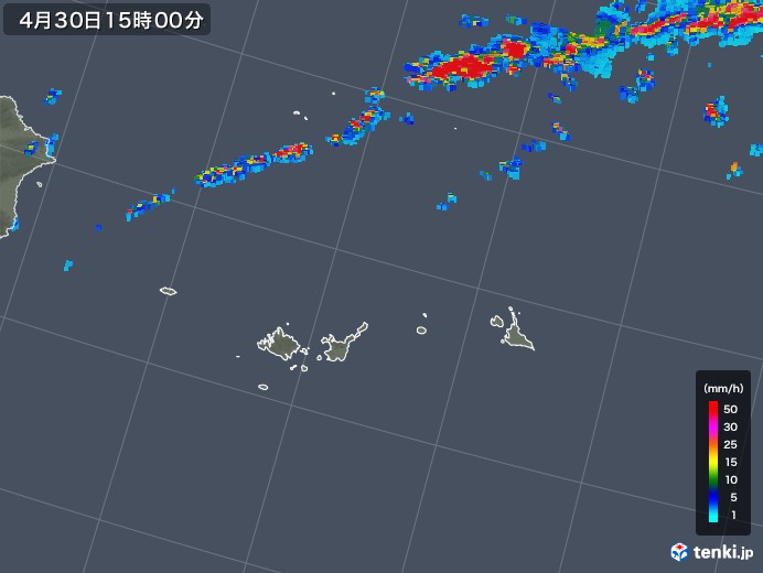 宮古・石垣・与那国(沖縄県)の雨雲レーダー(2019年04月30日)