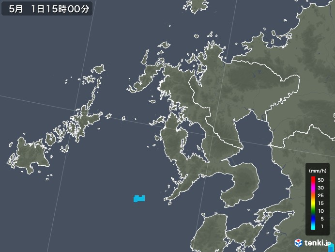 長崎県の雨雲レーダー(2019年05月01日)