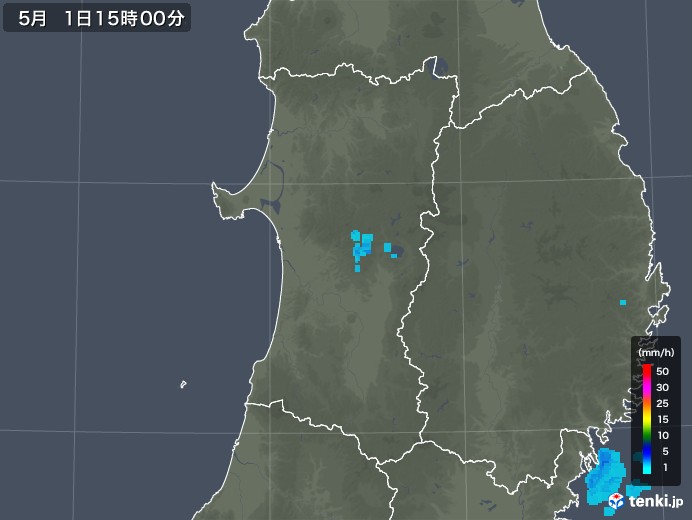 秋田県の雨雲の動き(2019年05月01日)