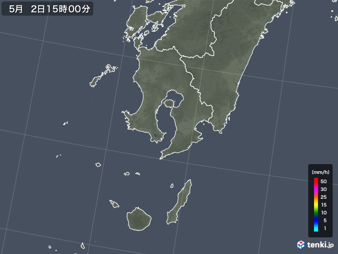 鹿児島県の雨雲レーダー(2019年05月02日)