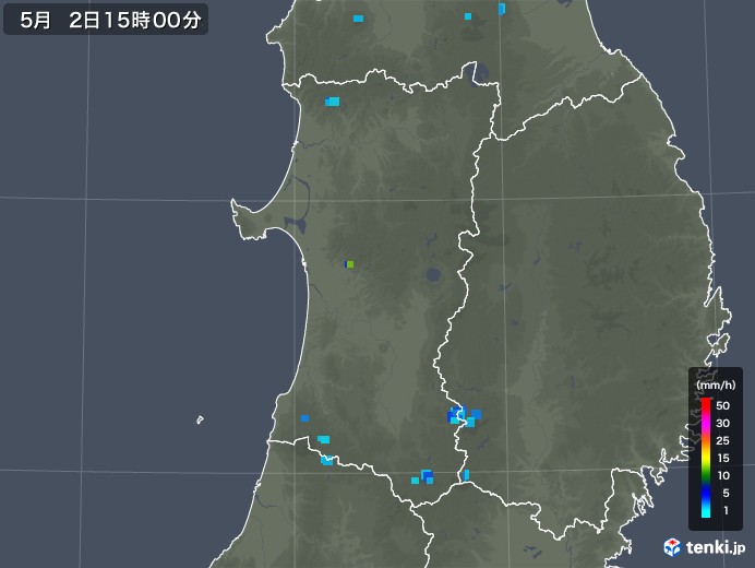 秋田県の雨雲の動き(2019年05月02日)