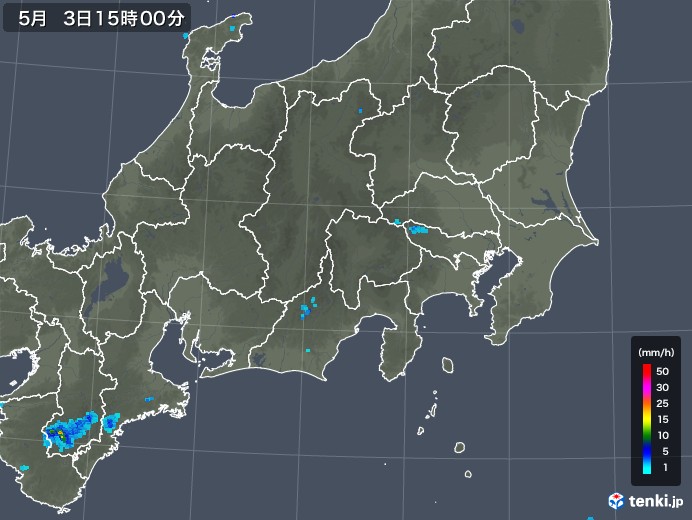 関東・甲信地方の雨雲レーダー(2019年05月03日)