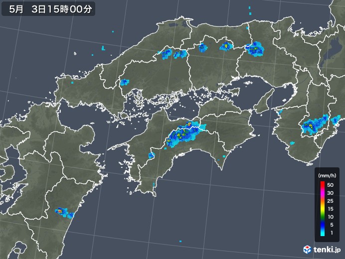 四国地方の雨雲レーダー(2019年05月03日)