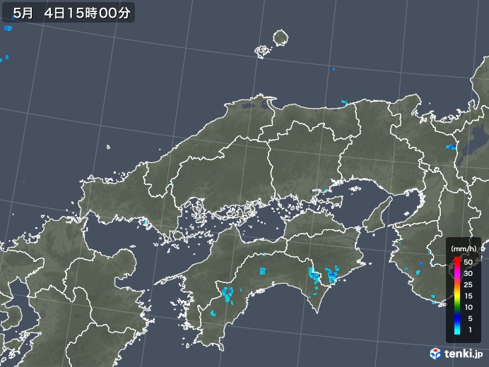 中国地方の雨雲レーダー(2019年05月04日)