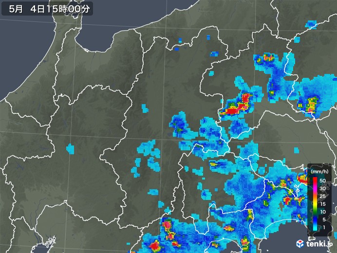 長野県の雨雲レーダー(2019年05月04日)