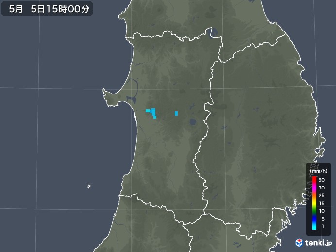 秋田県の雨雲の動き(2019年05月05日)