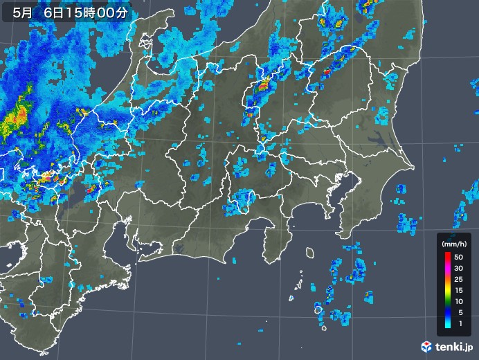 関東・甲信地方の雨雲レーダー(2019年05月06日)