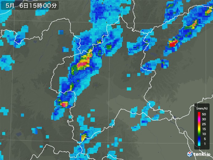 群馬県の雨雲レーダー(2019年05月06日)