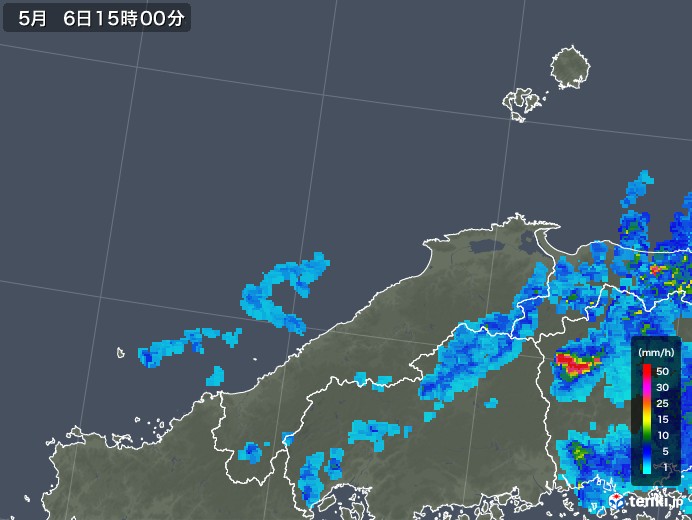 島根県の雨雲レーダー(2019年05月06日)