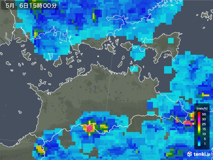 香川県の雨雲レーダー(2019年05月06日)