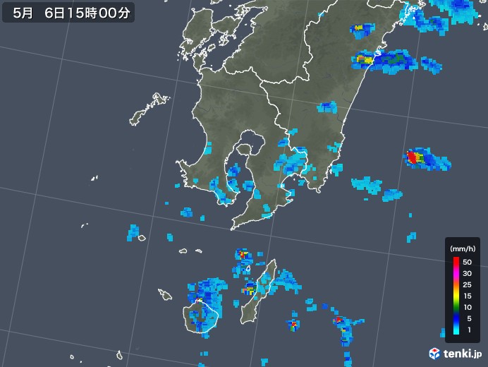 鹿児島県の雨雲レーダー(2019年05月06日)