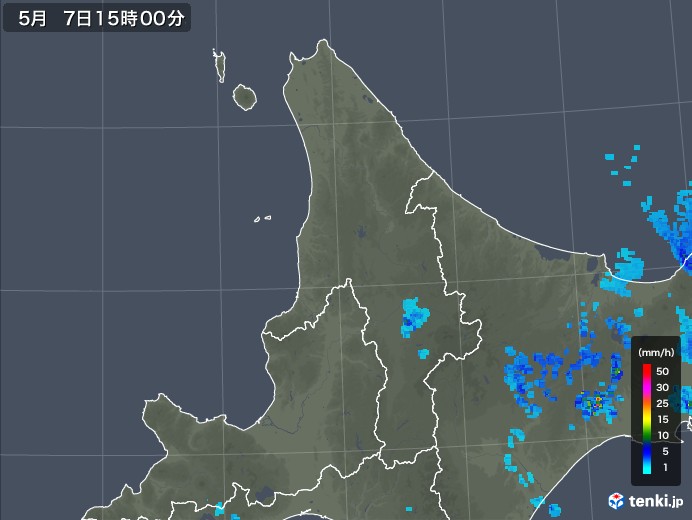 道北の雨雲レーダー(2019年05月07日)