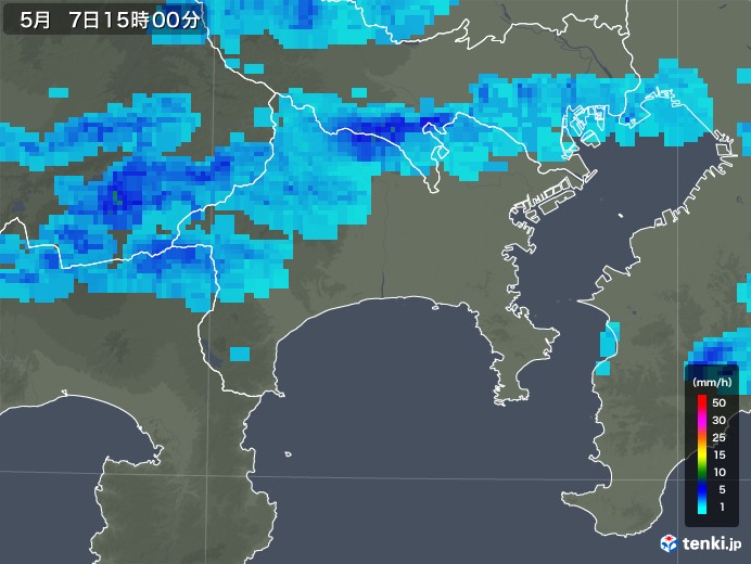 神奈川県の雨雲レーダー(2019年05月07日)