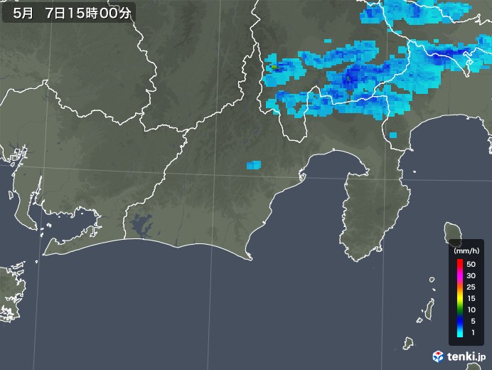 静岡県の雨雲レーダー(2019年05月07日)