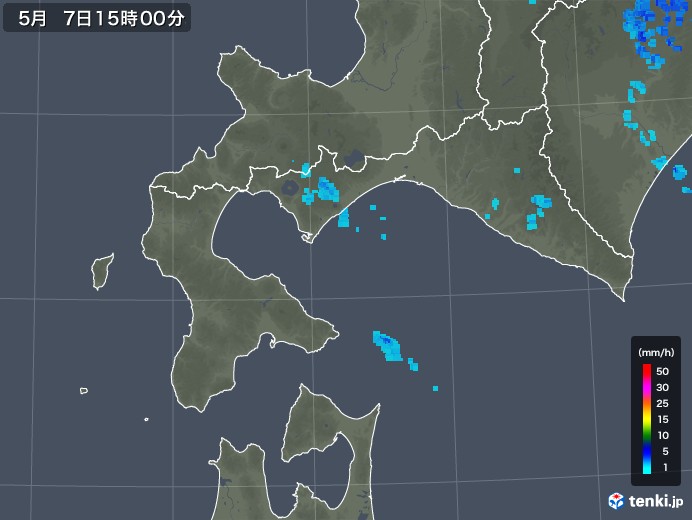 道南の雨雲レーダー(2019年05月07日)