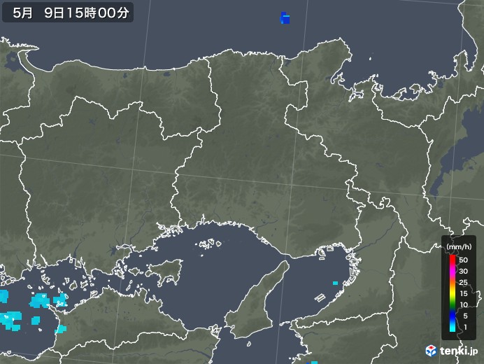 兵庫県の雨雲レーダー(2019年05月09日)